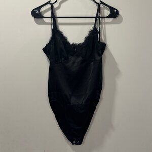 🎀Forever 21 Lace Satin Bodysuit - Black